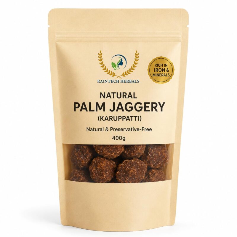 Raintech Herbals Pure Palm Jaggery Block (400g) | Authentic Karupatti/Pana Velam | Unrefined, Low GI & Diabetic-Friendly Sugar Alternative | Rich in Iron & Calcium | No Added White Sugar