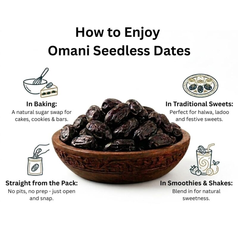 Nature's Choice Omani Seedless Dates 500g | Khajoor/Khajur | Soft Khejur - Image 3