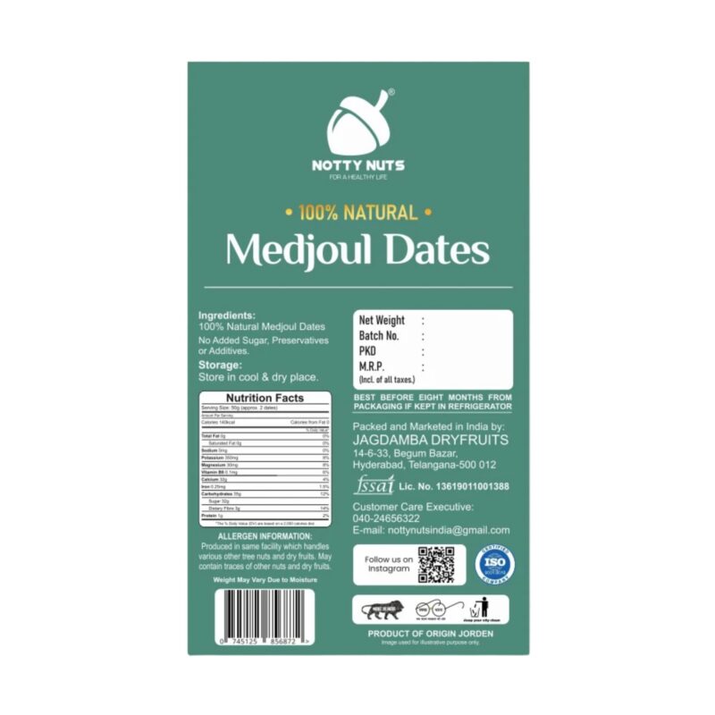 Notty Nuts -FOR A HEALTHY LIFE Medjool/Medjoul Dates (1000 Gm) | Jumbo Size Khajur/Khajoor | No Artificial Colours| Premium Dates Dry Fruits(250 Gm * 4) - Image 6
