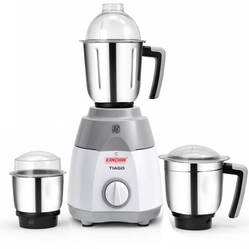 Kanchan Tiago Mixer Grinder 750 watt - 3 Stainless Steel Jars for Wet & Dry Grind & Blend (Chutney, Juices, Puree, Batter, Masala)- Heavy Duty Motor Mixi Grinder, 5 Year Warranty, ISI Certified