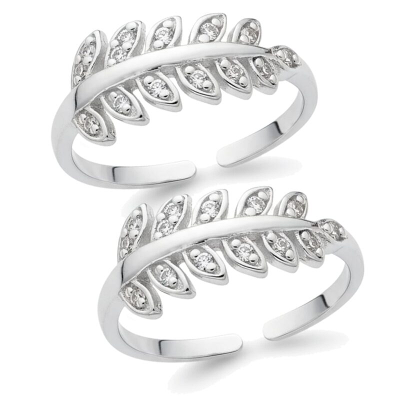 Parnika 925 Sterling Silver Toe Rings for Women | Adjustable Chandi Bichiya with CZ | Pure 92.5 Sterling Silver Leg Finger Rings | Everyday Wear | Certificate of Authenticity (CZ Leaf)
