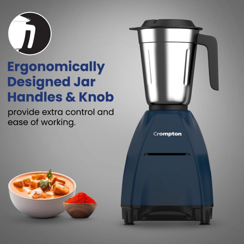 Crompton DX 750W Mixer Grinder with 5 Jars| 3 Stainless Steel Jars, 1 Blender Jar with Fruit Filter & 1 Grind & Store Jar | Powertron Motor | 2 Years Warranty - Image 4