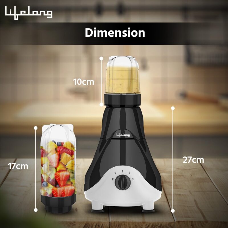 Lifelong Mixer Grinder for Kitchen - 4 Jars 500 Watt Mixie - 2 Nutri bullet Jars for Smoothie & Blending, Chutney Jar & Liquidizing Jar used as Wet Grinder & Blender - Stainless Steel Blades (LLMG39) - Image 5
