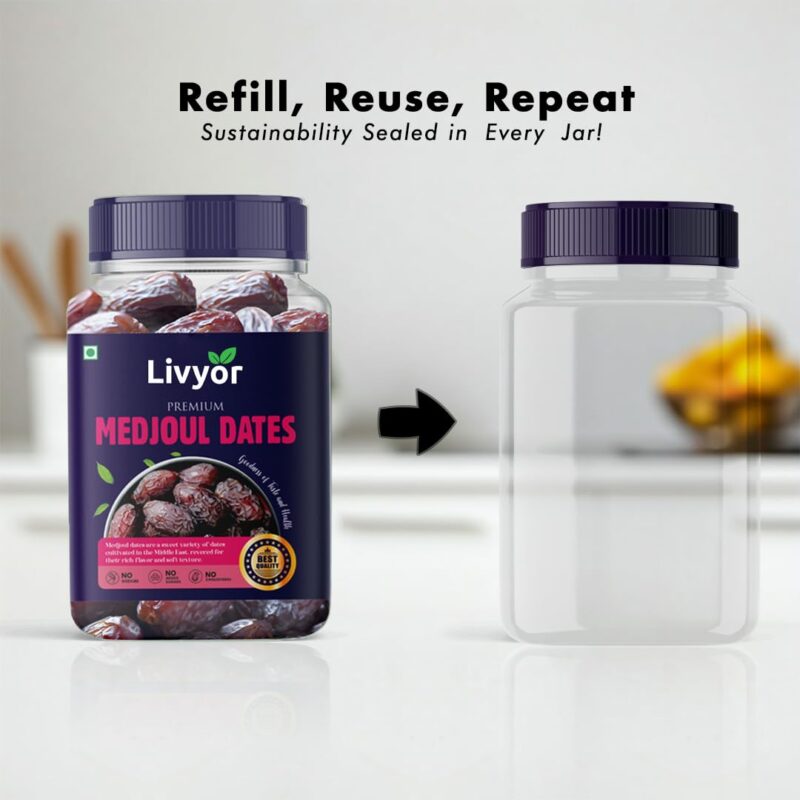 Livyor Medjool/Medjoul Dates - 800 grams | Khajoor | Khajur Dry Fruits | Jumbo size | High Fibre Dry fruits | Fresh and delicious | Pack of 1 - Image 7