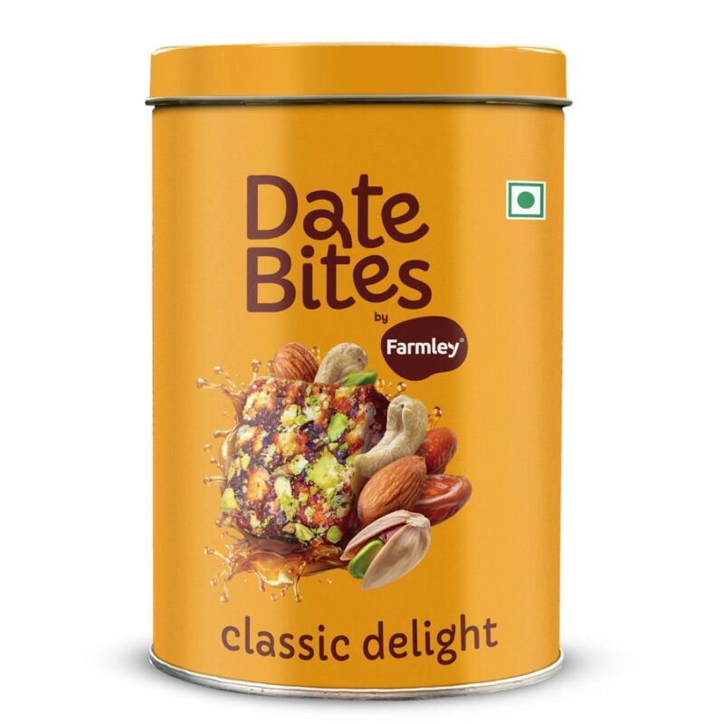 Farmley Date Bites, Dates Barfi Made with Dates, Pista, Cashews, Almonds, Honey and Pure Ghee, Dry Fruits Nuts, Healthy Snacks, Healthy Sweets, Gluten Free, No Refined Sugar, 200g (10 Pieces)