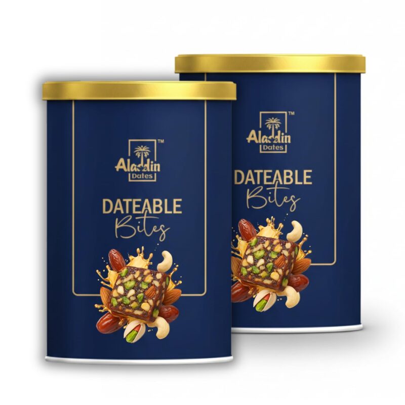 Aladdin Dates Dateable Bites 400g | Dates Barfi & Dry Fruit Bites | Made with Pure Ghee, Dates, Honey, Almonds, Cashews & Pista | No Added Sugar | Gluten Free Healthy Indian Sweet (200 G, Pack of 2)