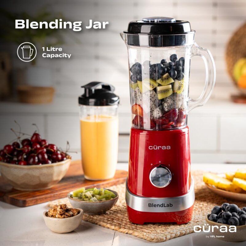 CÜRAA Blender Mixer Grinder | BlendLab by Chef Sanjyot Keer | 4 Jars | 400W Mixer Grinder Juicer for Kitchen | Dry & Wet Grinding | 2-Speed with Pulse | Versatile Grinding & Blending - Image 3