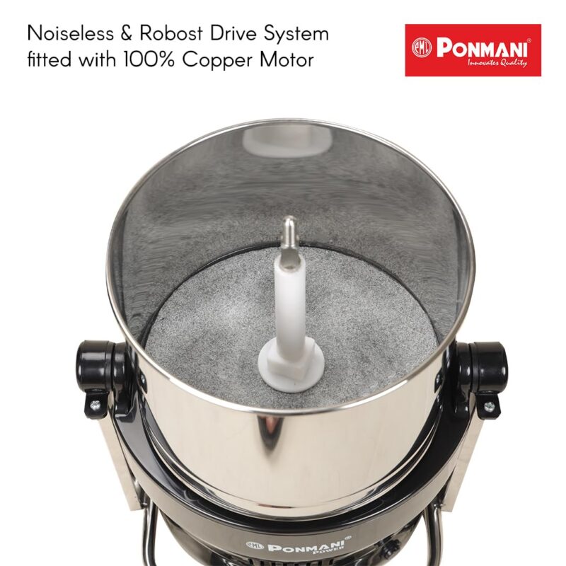 Ponmani Power Plus - 3 litres Tilting Wet Grinder | Black | 225W Copper Motor | Fast Grinding (10-20Min) | Suitable for Chocolate & Nuts Grinding - Image 3