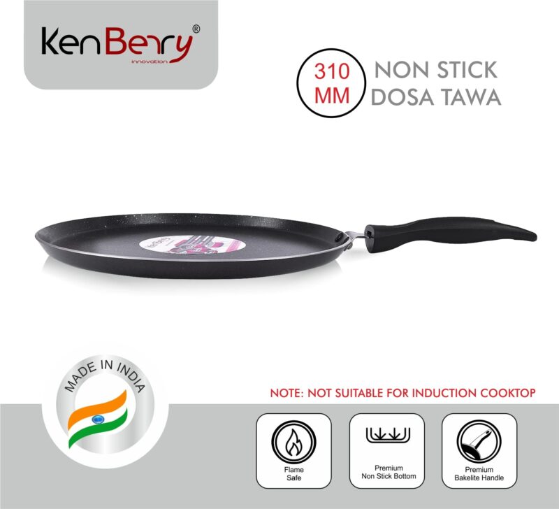 KenBerry Granite Finish Signature Thick Tawa 31 cm Diameter (Non-Induction Base, Aluminium, Non-Stick) - Image 2