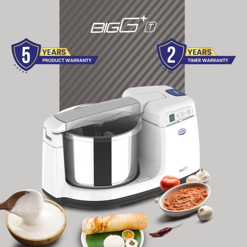 Ultra BIGG+ T 2.5 L Table Top Wet Grinder with Digital Timer, 150W & Conical Stones - Image 8