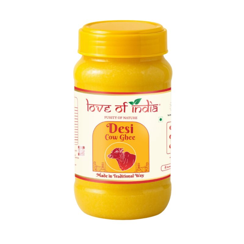 Love of India Desi Cow Ghee 1 Litre | Crafted using Traditional Indian Method | Danedar, Natural & Pure Cow Ghee | Ideal For Everyday Cooking & Puja