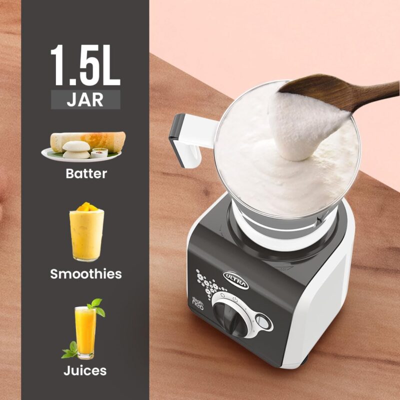 ULTRA Stealth neo MixerGrinder,750W,AISI304 Food Grade SS Jars &Blades,Serrated Stainless Steel Blades,Lesser noise,ABS Body,3Jars Small (0.5L),Medium (0.8L), Large(1.5L), 5Year Motor Warranty - Image 3