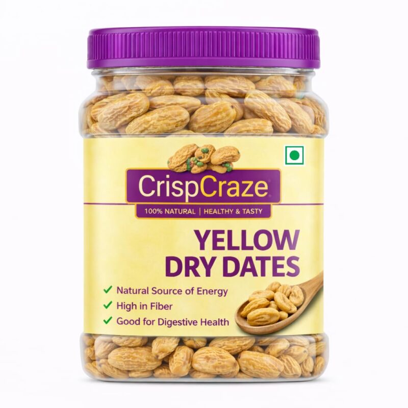 crispcraze Peela Sukha Khajoor 1kg | Yellow Dry Dates | Dry Fruits Dates | Authentic Indian Kharek | Natural Chuhara | Pili Kharak Pouch Pack | Ideal for Pooja, Prasad, and Traditional Recipes