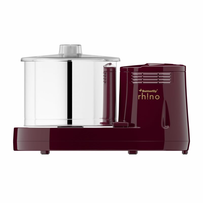 Butterfly Rhino 2 Litres Table-Top Wet Grinder | 150 Watts | Shockproof ABS Body | 4-way Grinding | Easy Clean & Maintenance | Stainless Steel Drum | 2 Years Manufacturer's Warranty | Cherry Red