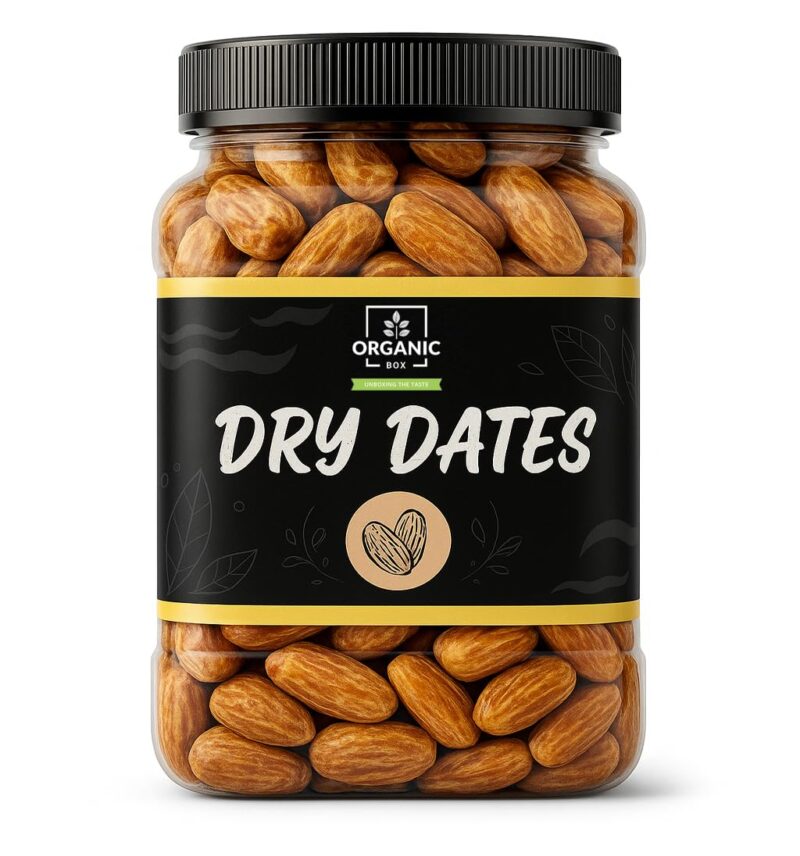 Organic Box Premium Yellow Dry Dates | Sukha Khajoor/Dry Khajoor | Natural Energy Booster | Healthy Snack, Immunity Support & Rich in Fiber – 500 Gram