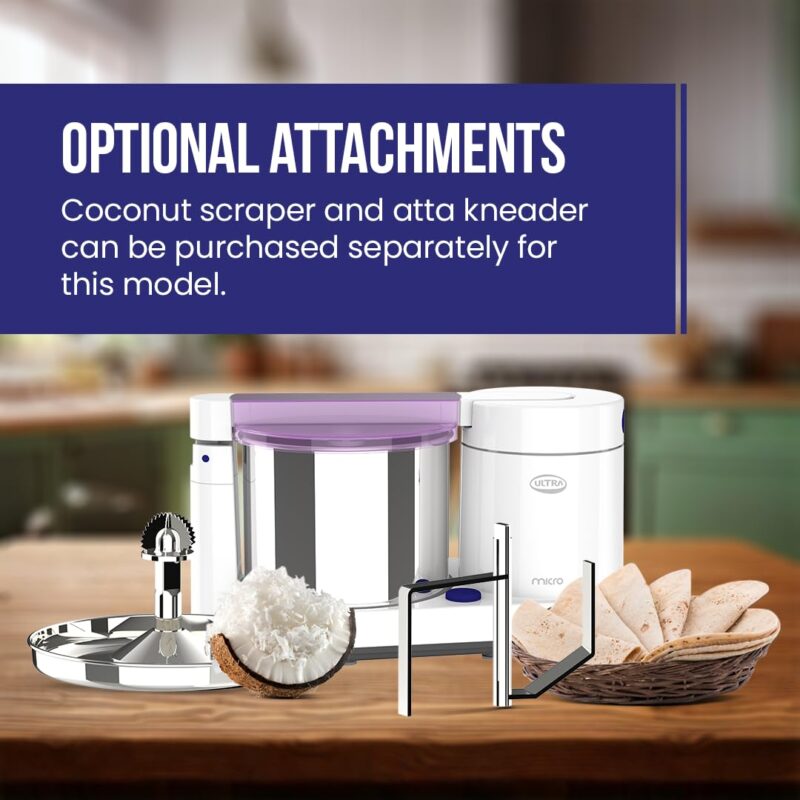 Ultra Micro 1.75 Ltr Table Top Wet Grinder with 85W & Conical Grinding Stones - Image 7