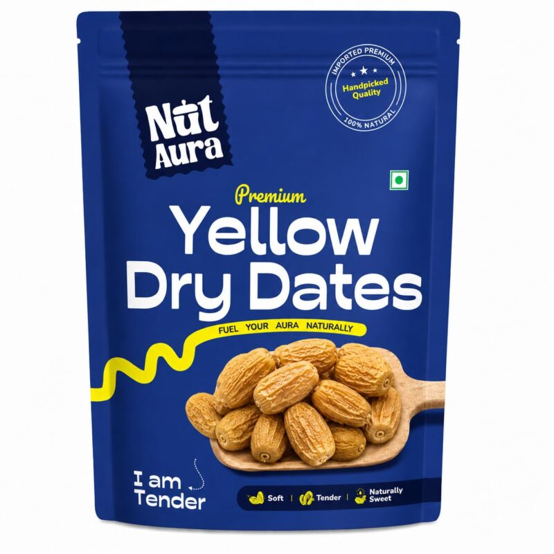 Nut Aura 200 gms Yellow Dry Dates | Natural energy booster | Sukha kharek traditional snack | Rich in iron & natural sugars | Ideal for snacking, ayurvedic use