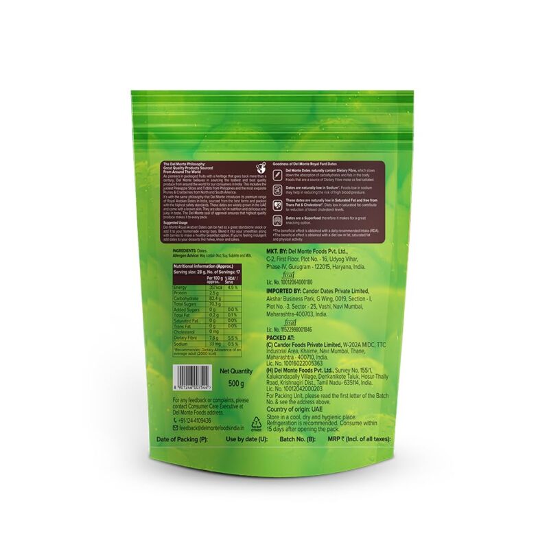 Del Monte Royal Arabian Fard Dates, 450 Grams | Healthy Snack | Rich in Potassium | High in Fiber | No Added Sugar | Dry Fruit - Image 5