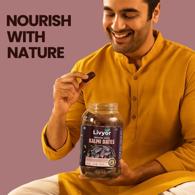 Livyor Premium Saudi Kalmi Dates for eating - 800gm | Khajoor | Khajur Dry Fruits | No Added Sugars | High in Fibre | Naturally Sweet | Pack of 1 - Image 4