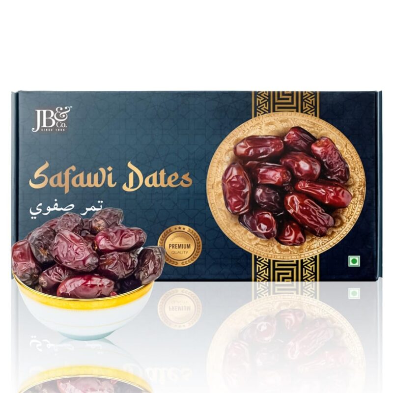 JB&CO Premium Safawi Dates (Kalmi Khajoor) 500g | Saudi Arabian Soft & Chewy Dates | Natural Sweet, No Added Sugar | Healthy Dry Fruits Snack