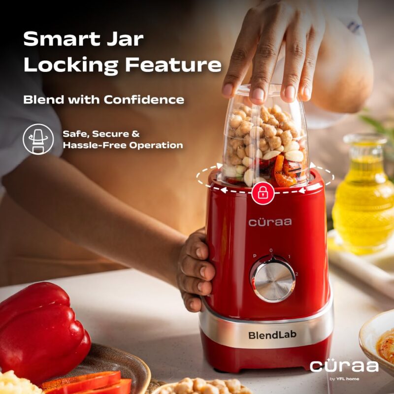 CÜRAA Blender Mixer Grinder | BlendLab by Chef Sanjyot Keer | 4 Jars | 400W Mixer Grinder Juicer for Kitchen | Dry & Wet Grinding | 2-Speed with Pulse | Versatile Grinding & Blending - Image 7