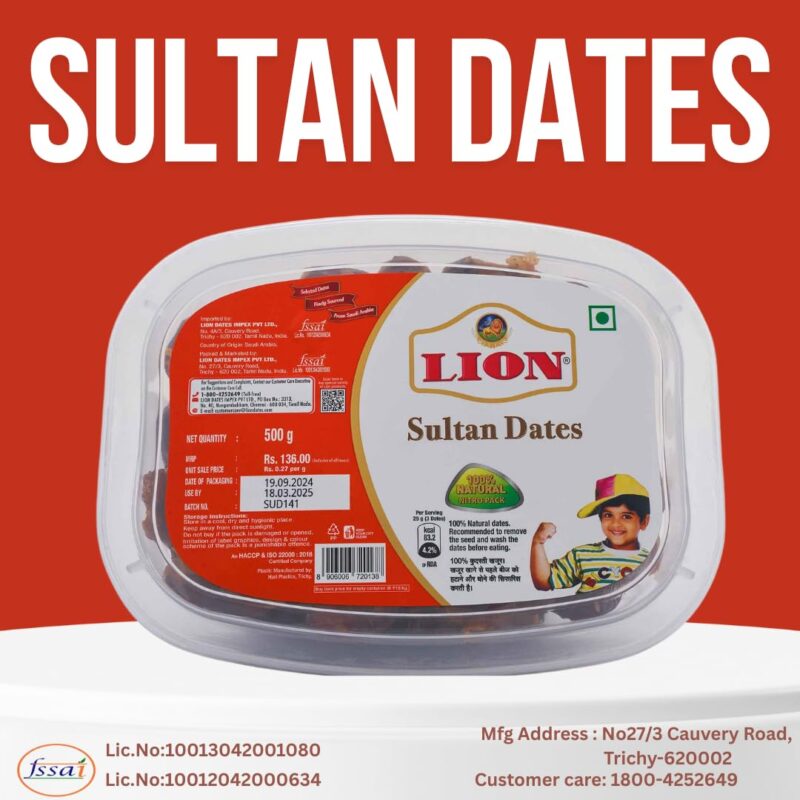 Lion Dates Sultan Dates 1.5Kg (3 Packs, Each 500G) - Dry Fruits - Healthy & Nutritious Snack - Rich In Protein & Vitamins - Seed Khajoor - Image 2