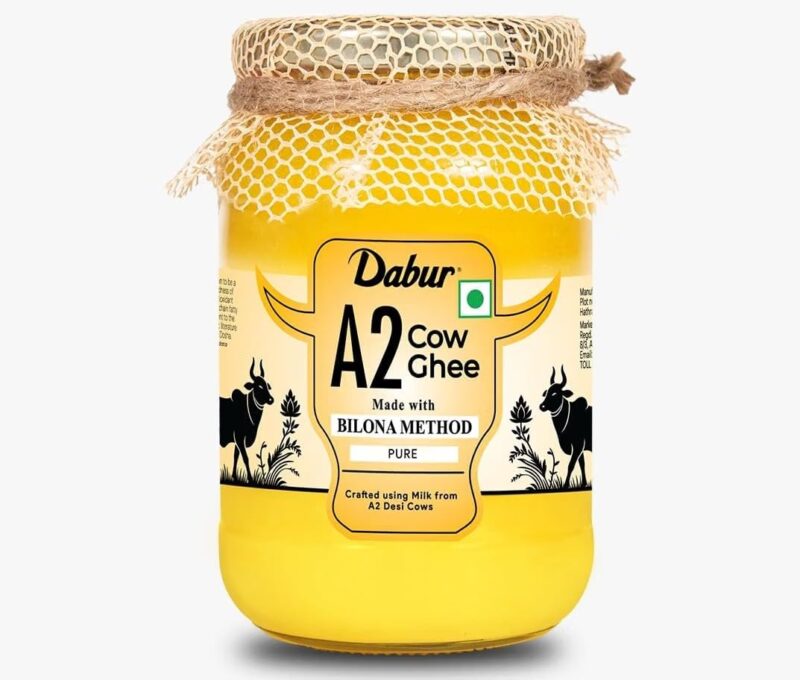 Dabur A2 Cow Ghee - 500ml | Rich in Vitamin A | Made with Bilona method | Crafted using milk from A2 desi cows