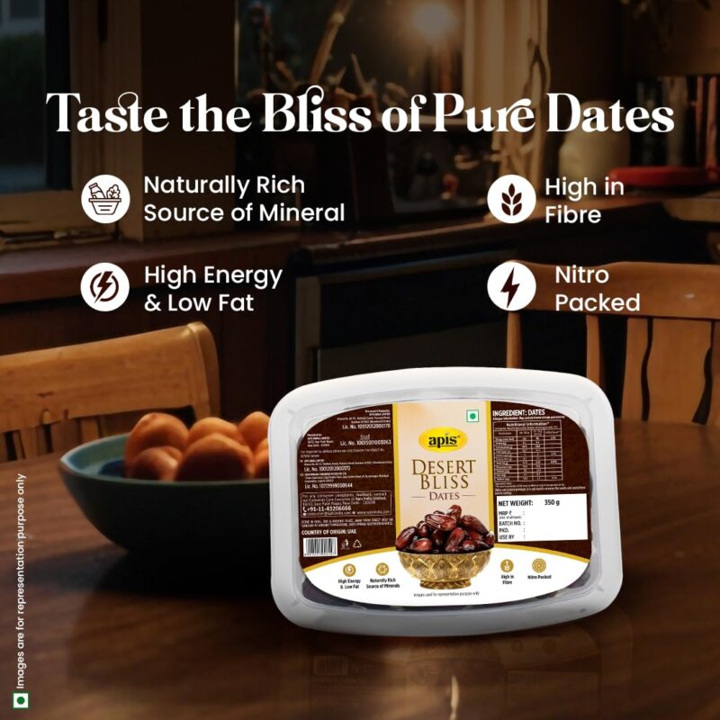 APIS Desert Bliss Dates 400g | Khajoor Dry Fruit & Nuts, Naturally Sweet, Fresh, Natural & Nutritious Dry Fruits for Snacking & Culinary Experience | Rich in Fiber & Energy - Image 5