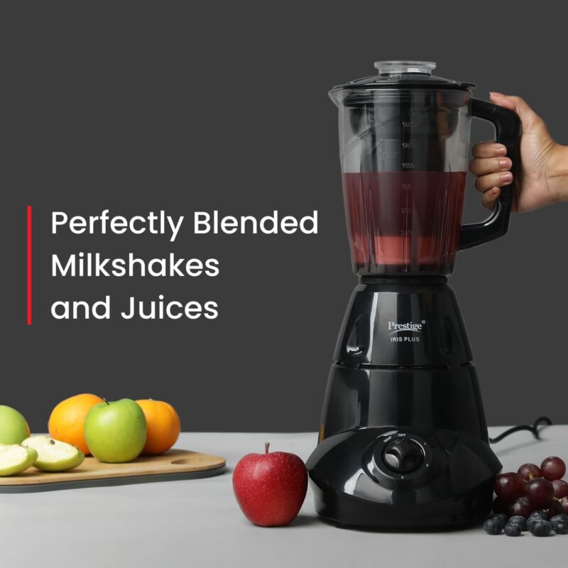 Prestige Iris 750 Watt Mixer Grinder with 4 Jars (3 Stainless Steel + 1 Juicer) | Super Efficient SS Blades | Black | 2Y Warranty | ISI Certified - Image 5