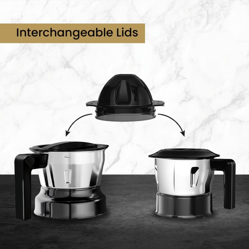 Ultra Choice Pro Mixer Grinder, Fast & Heavy-Duty 1000W, 3 SS Jars - Black - Image 7