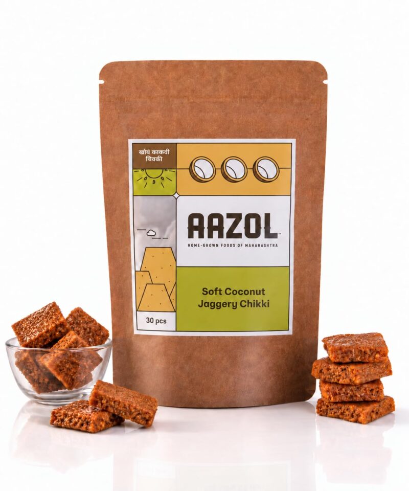 Aazol Soft Coconut Jaggery Chikki - 30pcs | Ideal Dessert | Fresh Coconut with Mineral-rich Liquid Jaggery | NO Added Sugar | Ready to Eat