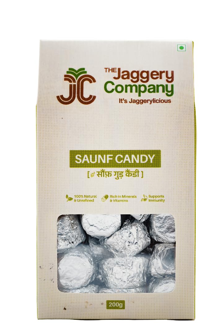 The Jaggery Company Jaggery Candy Saunf, 800g Pack of 4, Traditional Indian Sweet, Natural