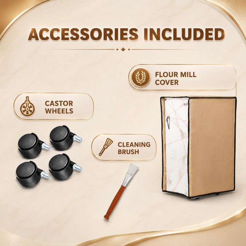 ShreejiFine BakonP Ultimate Atta Chakki | Stainless Steel Chamber| Stainless Steel Grinder| Premium Cabinet | Brass Jali Set | Multi Grain | Elastic Free Cloth Filter | Low Noice | Work on 5.0 AMP - Image 9