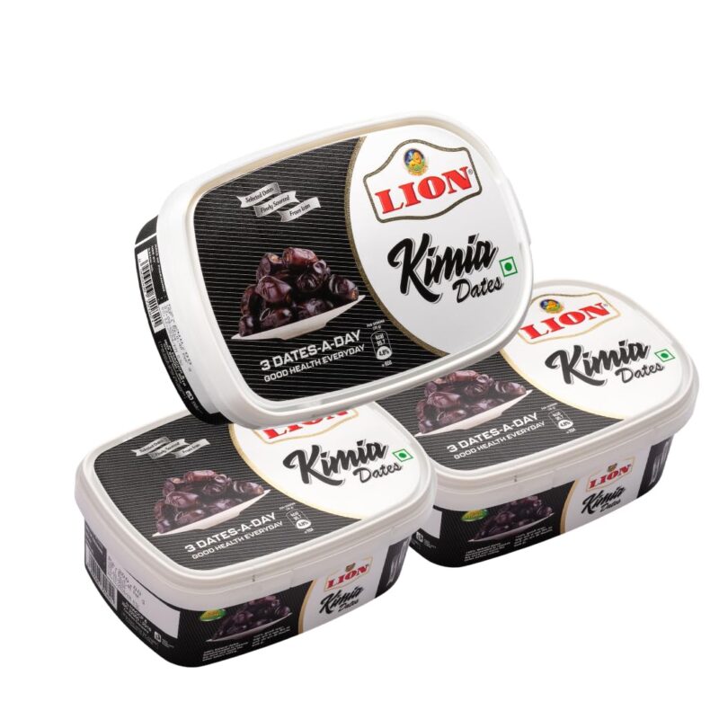 Lion Dates Kimia Mazafati Dates, 1.5kg (500g x 3 Packs) – Premium Soft Khajoor/Khajur, Nutritious Dry Fruits Pack of 3