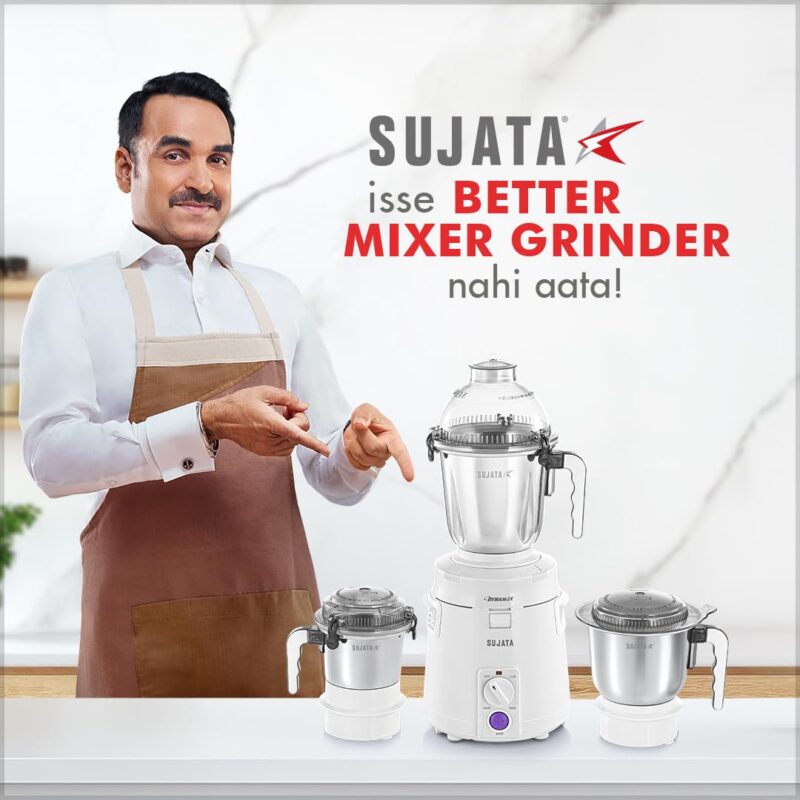 Sujata Dynamix 900 Watts Mixer Grinder | 22000 Rotations Per Min | 90 Minutes Continuous Running | 3 Versatile Jars 1500 ml, 1000 ml and 500 ml (White) - Image 8