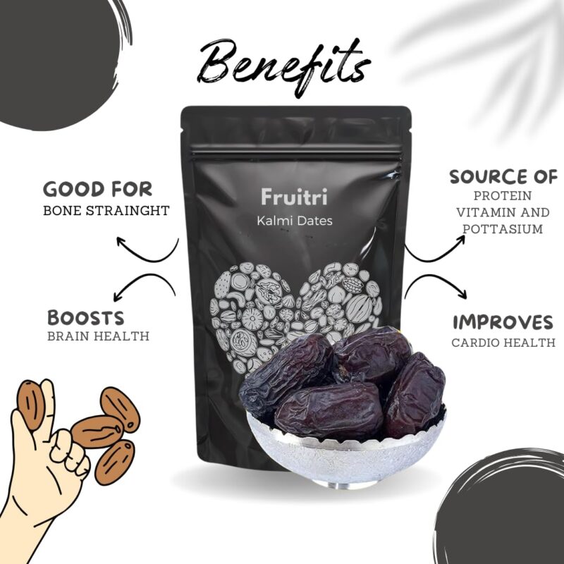 Fruitri Premium Queen Kalmi Dates 1kg, Juicy & Delicious Khajoor, Arab Khajur, 100% Naturally Dried & free from any Preservative, dartes dry fruits - Image 4