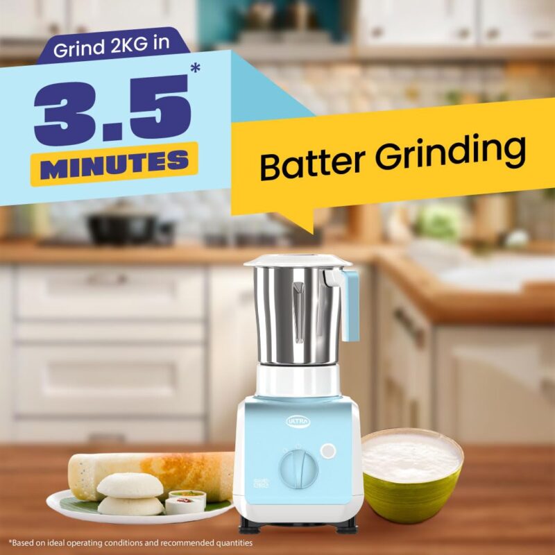 Stealth Elite MixerGrinder,750W,AISI304 FoodGradeSSJars &Blades,Serrated Stainless Steel Blades,ABS Body,3Jars Small (0.5L),Medium (0.8L), Large(1.5L),5Year MotorWarranty(Granite Black) (SKY BLUE) - Image 2