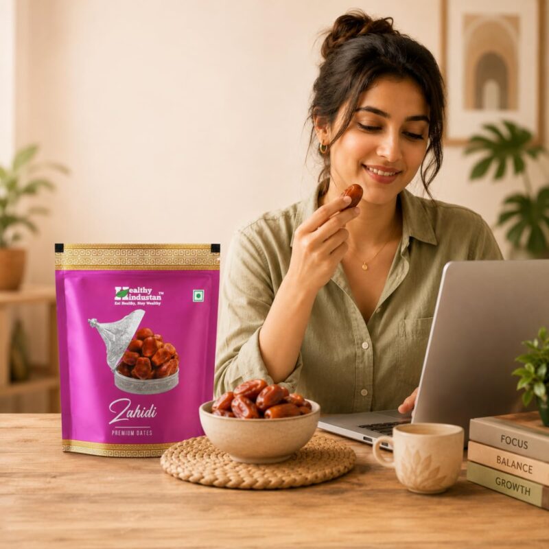 Healthy Hindustan Zahidi Premium Dates 400g Pouch | Arabian Khajoor Naturally Sweet & Healthy Snack | No Added Sugar High Fiber Premium Quality Khajur Dry Fruits - Image 4