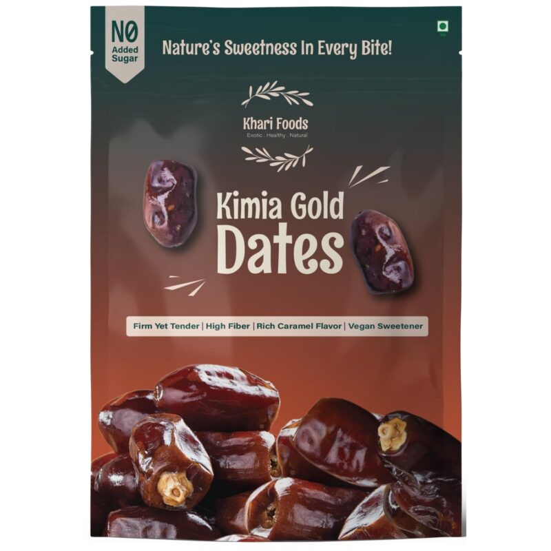 Khari Foods Premium Black Kimia Dates, High Fibre, Soft Khajur/khajoor, Energy Booster, Clean Health Snacks (400g)