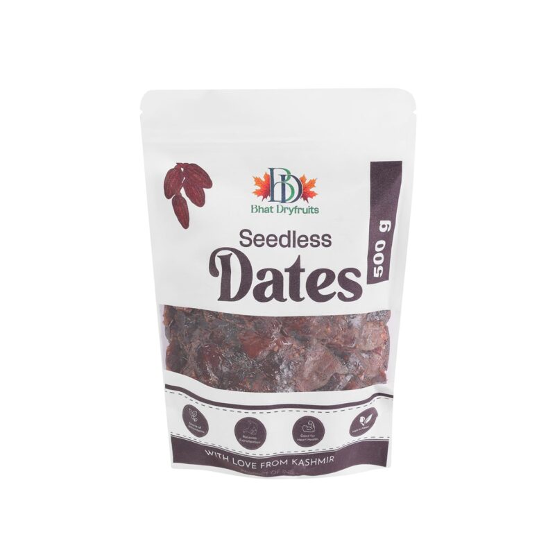 Bhat Dryfruits Seedless Dates 500g | Premium Soft & Naturally Sweet Dates | Rich in Fiber, Iron & Antioxidants | Supports Digestion, Energy & Immunity | Fresh & Chemical-Free