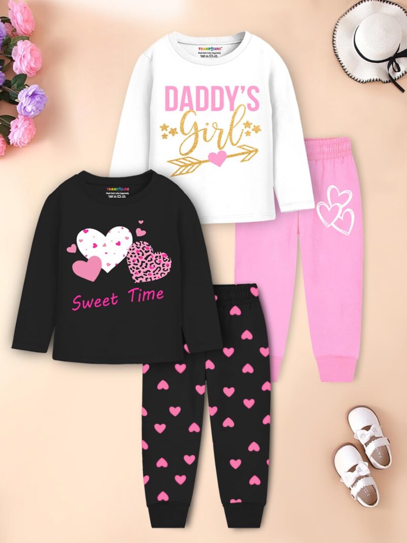 Trampoline Girls Pack of 2 T-Shirts & Pyjamas Set (TRM-BCS-119_2) Multicolour - Image 3
