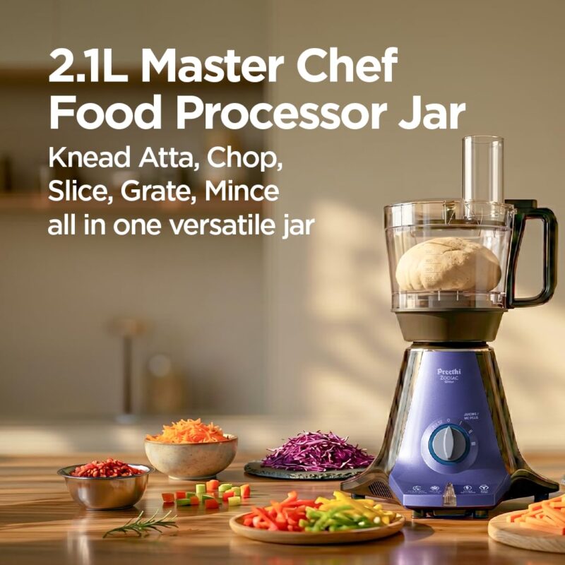Preethi Zodiac Glitter 750W Mixer Grinder, 5 Jars, Food Processor & Juicer - Image 3