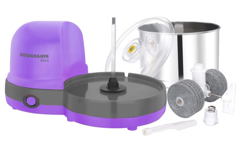 SOWBAGHYA Mint 2Ltr Table Top Wet Grinder | Heavy Duty Motor | Ideal for Your Kitchen | 2Ltr Wet Grinder for All Kinds of Batter for South Indian Dishes | ABS (Violet) - Image 3