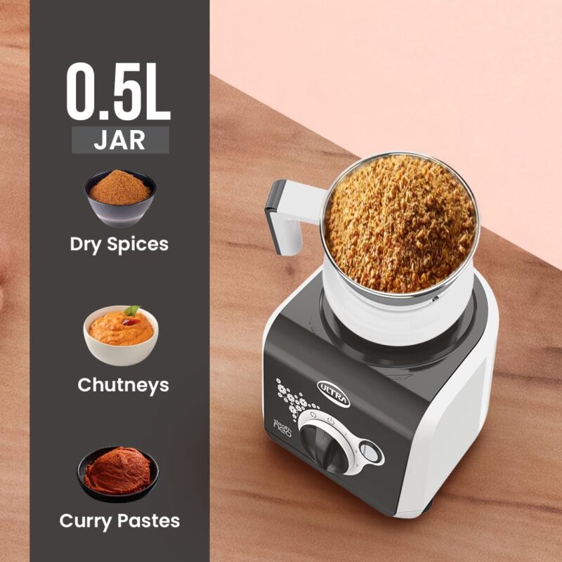 ULTRA Stealth neo MixerGrinder,750W,AISI304 Food Grade SS Jars &Blades,Serrated Stainless Steel Blades,Lesser noise,ABS Body,3Jars Small (0.5L),Medium (0.8L), Large(1.5L), 5Year Motor Warranty - Image 5