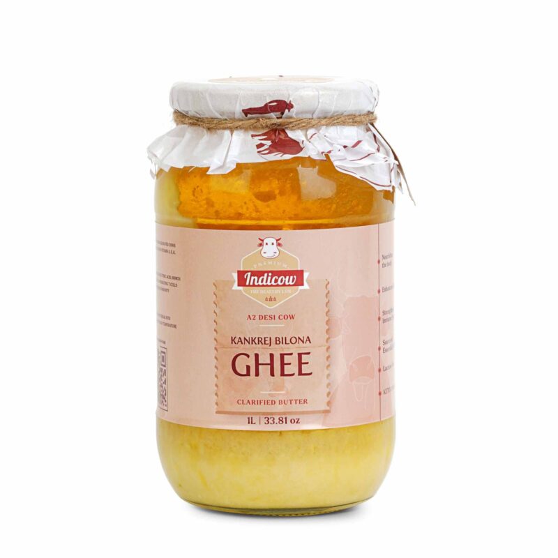 Indicow Foods Kankrej Bilona A2 Cow Ghee 1L | Bilona Method | Grass Fed, Hand Churned, 100% Pure and Preservative Free…