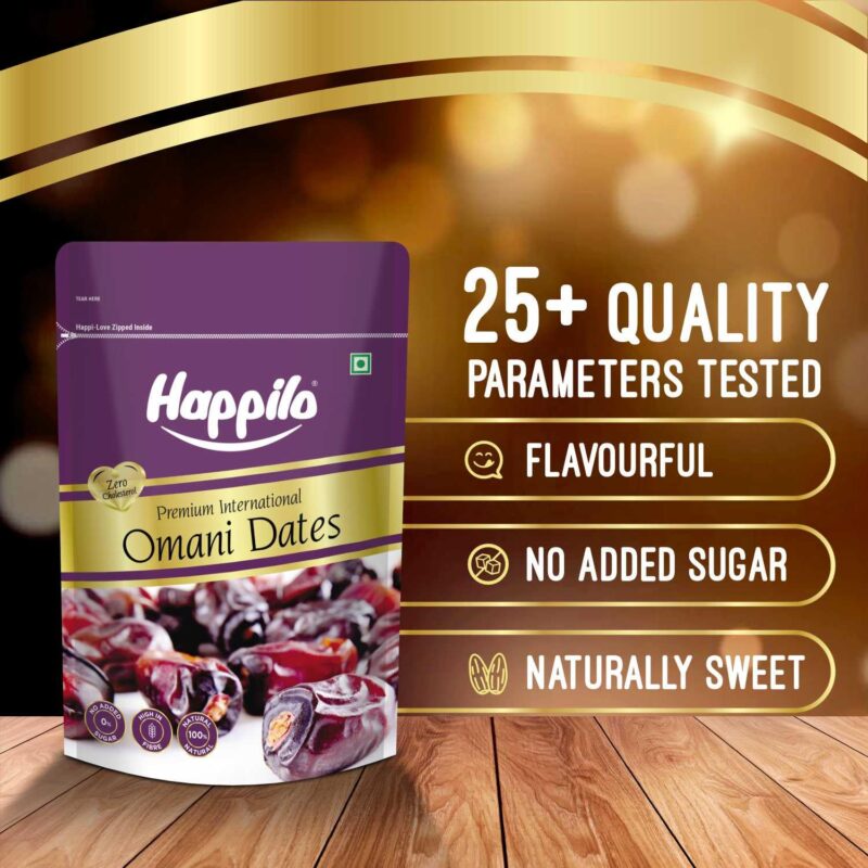 Happilo Premium International Omani Dates 250g | Khajur, Khajoor | Dry Fruits | Healthy Snacks | Dry Dates | No Preservatives - Image 6