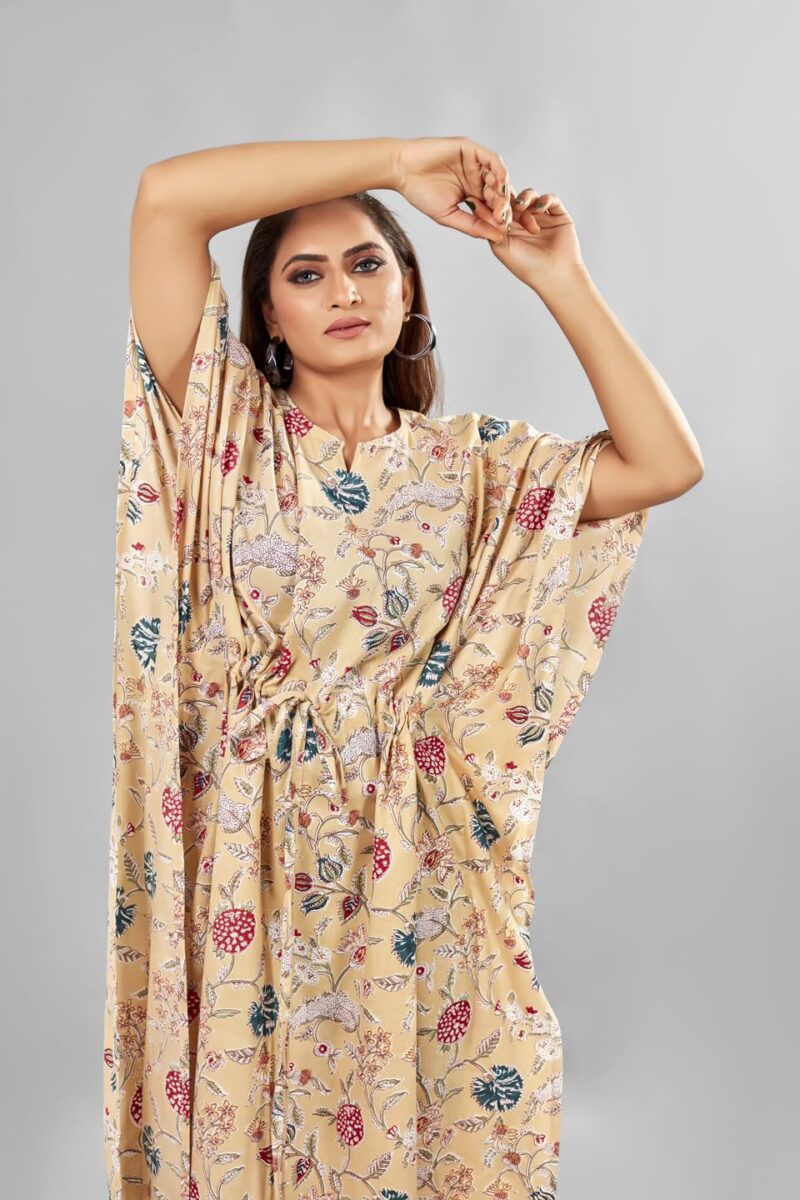 Jaipur Export Quality Hand Block Guarantee Colour 100% Pure Cotton Kaftan Ladies Caftan Kurti Tops Free Size Bohemian Women Night Combo Casual Maxi Plus Size Women's Long Dress (multi7, Cotton) - Image 6