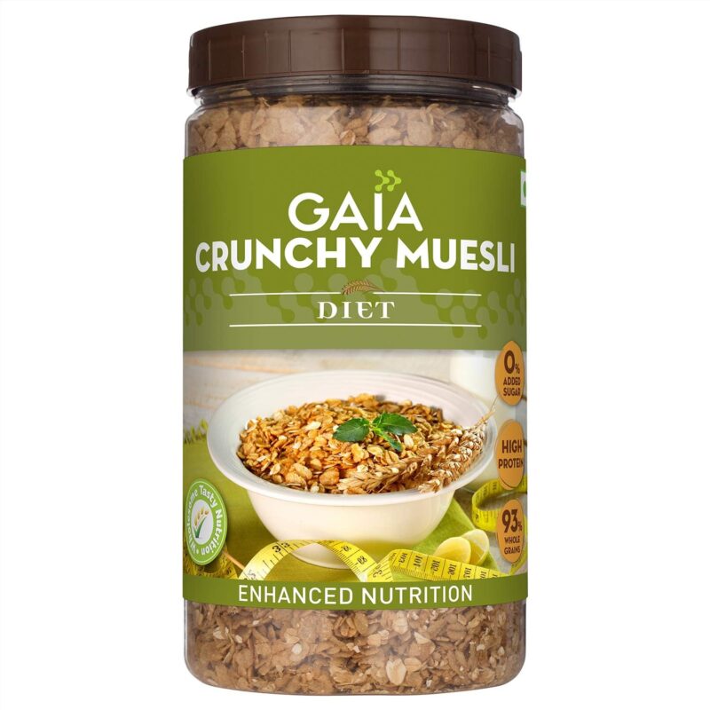 GAIA Crunchy Diet Muesli, No Added Flavor, 1Kg Jar Pack