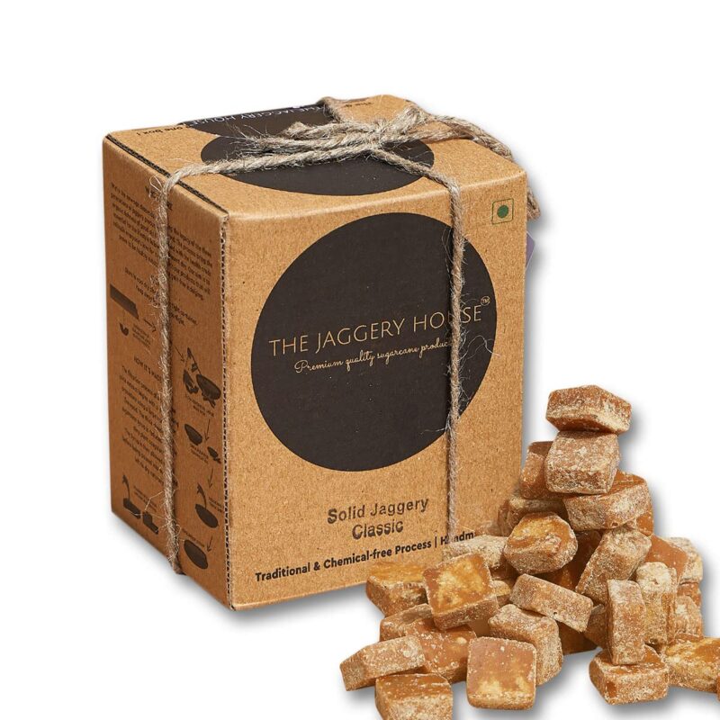 The Jaggery House | Solid jaggery- Classic | 100% Natural | No Essence | No Preservatives | Handmade | Chemical Free | Jaggery Block | Jaggery Cubes | 450 g