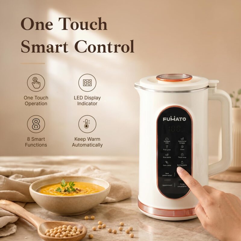 The Better Home Fumato 1.5L 800W Portable Soup Maker | Multipurpose Heating Blender with 8 Presets | 304 Stainless Steel Inner Body & Blades | Auto Shut-Off | 1-Year Warranty - Image 5